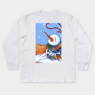 The First Snowman of the Season! Kids Long Sleeve T-Shirt